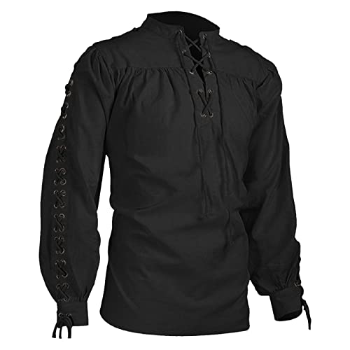 Herren Mittelalterhemd Vintage Langarm Shirts mit Ethnic Wind Leichte Langarmhemd Piratenhemd Renaissance Steampunk Oberteile Casual Halloween Kostüm Mittelalter Gothic Blusen Sweatshirt Herren Mittelalterhemd Vintage Langarm Shirts mit Ethnic Wind Leichte Langarmhemd Piratenhemd Renaissance Steampunk Oberteile Casual Halloween Kostüm Mittelalter Gothic Blusen Sweatshirt von LOIJMK