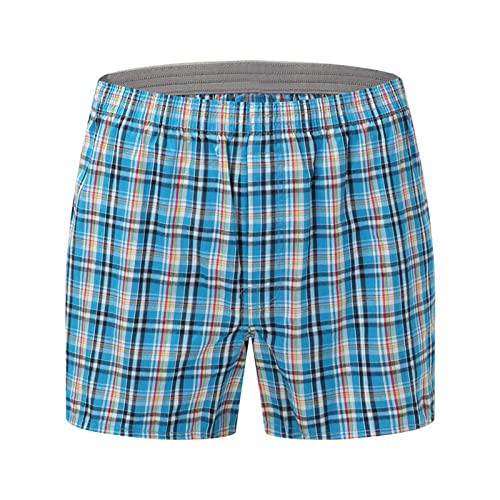 Herren Pyjama Plaid Casual Haushalt Home Shorts Hosen Unterwäsche Schlafanzug Für Männer (Sky Blue, XL) von LOIJMK