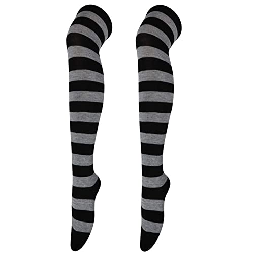 LOIJMK 1 Paar weihnachtliche lange Strümpfe für Damen über Kniestrümpfe Weihnachten Cosplay Party Kostüme Socken kniehohe lange gestreifte Strumpfsocken Halterlose Strümpfe Hochzeit Hautfarbe von LOIJMK