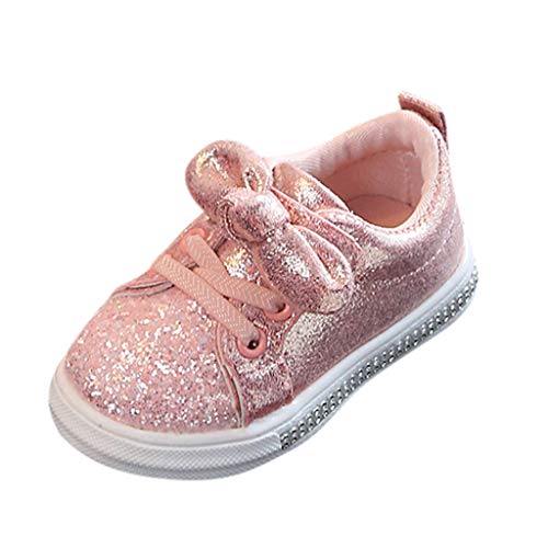 LOIJMK Baby-Mädchen Pailletten Sport Bowknot Run Red Baby Schuhe Jungen Kinder Schuhe Babyschuhe Antirutsch (Pink, 2.5-3 Years) von LOIJMK