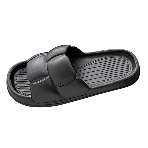 LOIJMK Cloud Slides für Damen und Herren Duschhausschuhe Badesandalen Extrem Bequeme gepolsterte Dicke Sohlenhausschuhe Strandschuhe 97 Herren Schuhe (Black, 42-43) von LOIJMK