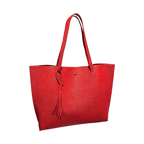 LOIJMK Damen-Umhängetasche aus weichem Kunstleder mit großer Kapazität und Quasten-Handtasche, hohe Kapazität, PU-Quasten-Umhängetasche für Damen-Umhängetasche Kopfhörer Taschen & (RD1, One Size) LOIJMK Damen-Umhängetasche aus weichem Kunstleder mit großer Kapazität und Quasten-Handtasche, hohe Kapazität, PU-Quasten-Umhängetasche für Damen-Umhängetasche Kopfhörer Taschen & (RD1, One Size) von LOIJMK