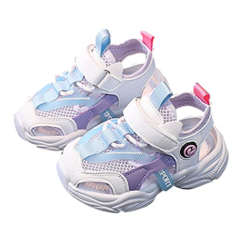 LOIJMK Kleinkind Kleines Kind Turnschuhe Mädchen Sandalen Kinder Halbsandalen Rutschfeste Weiche Sohlen Weibliche Baby Kleinkind Sport Sandalen Sommerschuhe Freizeitschuhe (Purple, 24 Toddler) von LOIJMK