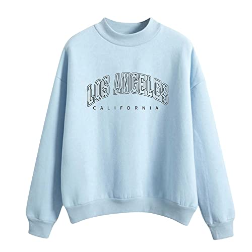 LOIJMK Los Angeles Pullover Teenager Mädchen Oberteile Vintage Pulli Damen Los Angeles California Sweatshirt Damen Oversized Langarmshirt Ohne Kapuze Aesthetic Bluse Basic Tops Y2k Streetwear von LOIJMK