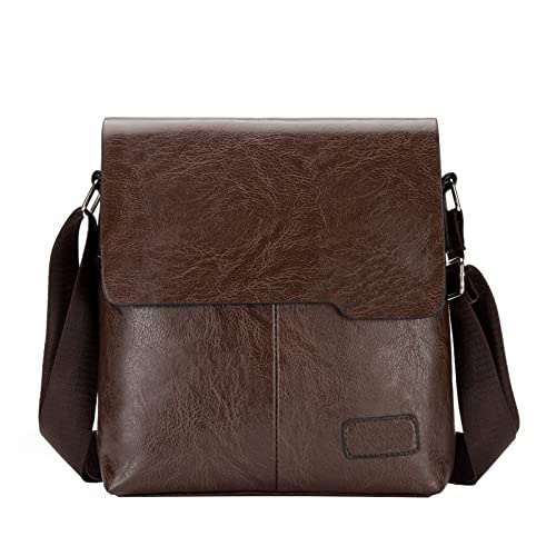 LOIJMK Mode Herren Umhängetasche Trend Ledertasche Aktentasche Kupplung Rucksack Vertikale Trend Umhängetasche Taschen Organisator Kleiderschrank (Brown, One Size) von LOIJMK