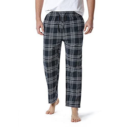 Pyjamahose Herren Kariert Schlafanzughose MäNner Lang Mit Gummizug Schlafhose High Rise Gerade Long Hausanzug GroßE GrößEn Locker Homewear Herbst Winter Loungewear Weich Bequeme von LOIJMK