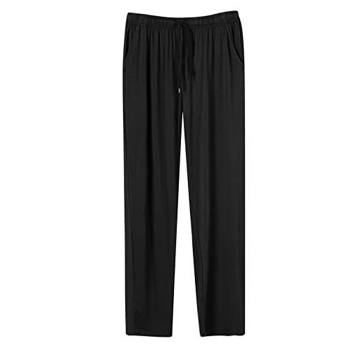 Schlafanzughose Herren Schwarz Lang Pyjamahose MäNner Bequeme Weich Lang Soild Casual Oversized Lose Fitting Schlafanzughose Herren Herbst Winter Hausanzug Luftig Weich Bequeme von LOIJMK