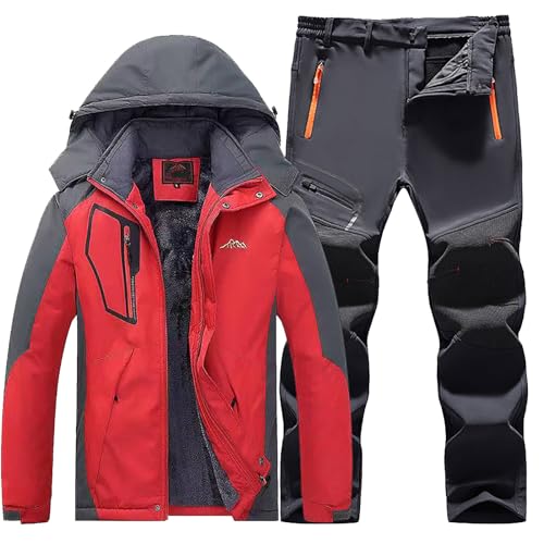Schneeanzug Herren Zweiteilig | Skianzug Herren 2 Teilig Set - Outdoor-Skikleidung Winddicht Ski Anzug Mit Kapuzen Atmungsaktiv Softshelljacke/Schneehose Winter Snowboarden Ski-Anzug Schnee-Jumpsuit Schneeanzug Herren Zweiteilig | Skianzug Herren 2 Teilig Set - Outdoor-Skikleidung Winddicht Ski Anzug Mit Kapuzen Atmungsaktiv Softshelljacke/Schneehose Winter Snowboarden Ski-Anzug Schnee-Jumpsuit von LOIJMK