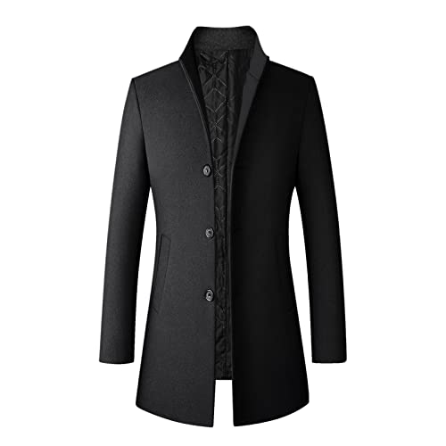 Wintermantel Herren Warm Business Jacke Funky Blazer Herren Slim Fit Freizeitanzug Lang Mode Herrenanzug Hochzeit Anzugjacke Trendy Blazer Mantel Tweed Coat Windjacke für Männer von LOIJMK