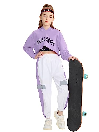 3-teiliges Set Mädchen Hip Hop Tanzkleidung, Street Dance Kleidung für Kinder, Hoodie, Tank Top, Joggerhose von LOLANTA