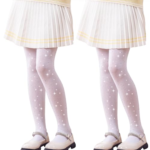LOLANTA 2-Pack Mädchen Glitzer Strumpfhosen mit Strass, Kinder Ballett Tanz Schulpantyhose, Weiß, 9-10 Jahre, L LOLANTA 2-Pack Mädchen Glitzer Strumpfhosen mit Strass, Kinder Ballett Tanz Schulpantyhose, Weiß, 9-10 Jahre, L von LOLANTA