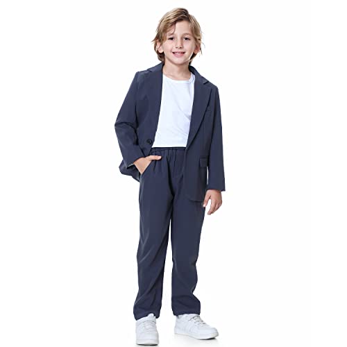 LOLANTA 2-teiliges Jungen Festanzug Set, Kinder Blazer & Hose Outfit, Freizeitkleidung oder Hochzeitsoutfits, blaugrau, 110 von LOLANTA