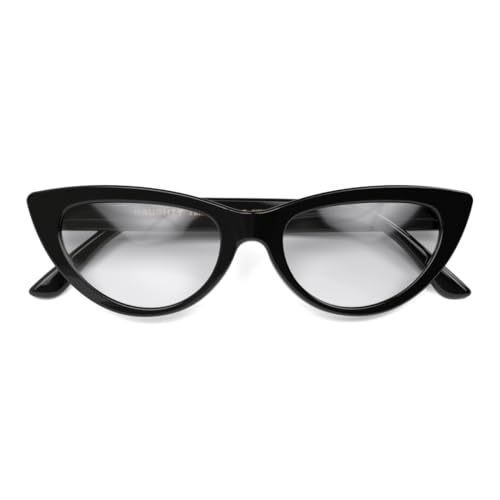 LONDON MOLE Brillen | Freche Lesebrille | Katzenaugen-Brille | Coole Leser | Designer-Brille | Lesebrillen für Damen | Federscharniere | Schwarz glänzend | Vergrößerung +1,0 von LONDON MOLE