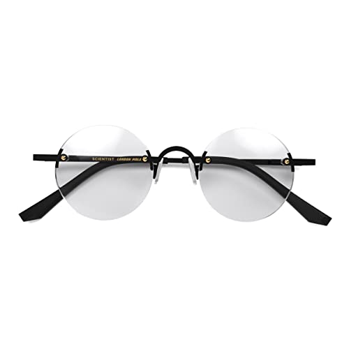 LONDON MOLE Brillen | Wissenschaftler-Lesebrille | Runde Gläser | Coole Leser | Randlose Brille | Unisex-Lesebrille | Federscharniere | Matt-schwarz | Vergrößerung +2,0 von LONDON MOLE
