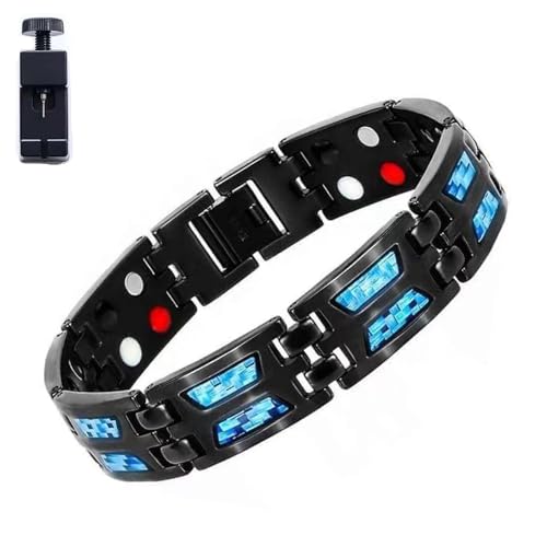 Noruion Far-Infrarot-Ionen-Armband, Noruion Far Infrared Ionizer Wristband, Magnetarmband Magnetbänder Für Herren Herrenarmband Längenverstellbar Mit, Titanium Power Magnetic Bracelet (1pcs) von LONGTO