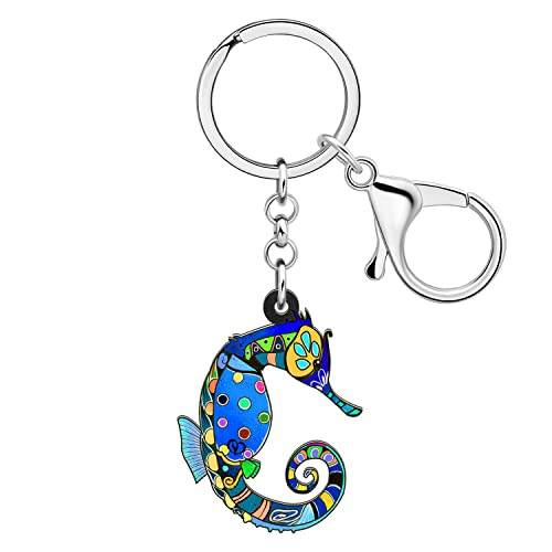 LONYOO Acryl Anime Seepferdchen Schlüsselanhänger Sommer Ozean Geschenke für Frauen Mädchen Charms Handtasche Auto Schlüsselanhänger Ringe (Blau 147) von LONYOO