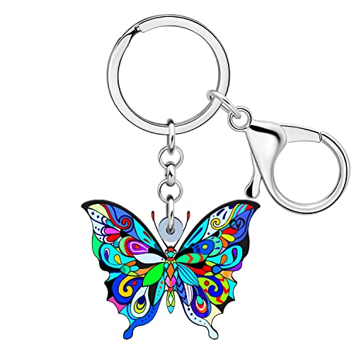 LONYOO Acryl Floral Schmetterling Schlüsselanhänger Auto Schlüssel Brieftasche Schlüsselanhänger Schmuck Schmetterling Geschenke für Frauen Mädchen Frühling Charms (Blau 059) von LONYOO