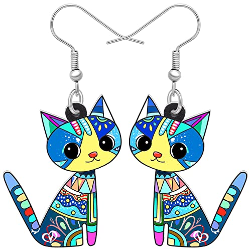 LONYOO Acryl Kätzchen Katze Ohrringe Dangle Anime Katze Schmuck für Mädchen Frauen Katze Geschenke (Blau) von LONYOO