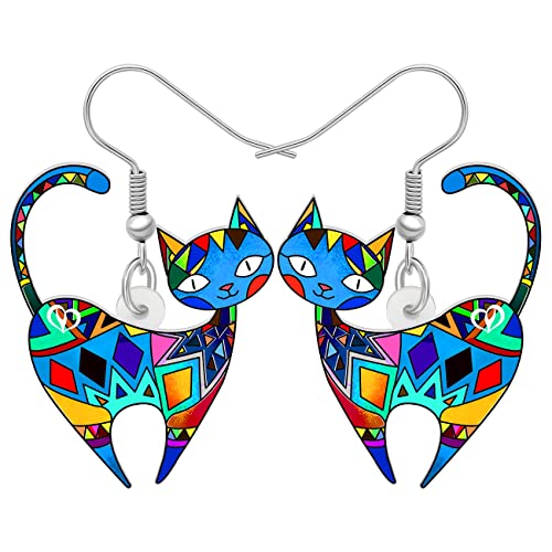 LONYOO Acryl Kätzchen Katze Ohrringe Dangle Anime Katze Schmuck für Mädchen Frauen Katze Geschenke (Blau 105) von LONYOO