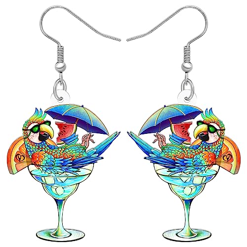 LONYOO Acryl Macaw Papagei Vogel Ohrringe Sommer Schmuck Dangle Scarlet Macaw Geschenke für Frauen Mädchen Charms (Blau 487) von LONYOO