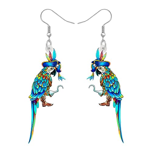 LONYOO Acryl Macaw Papagei Vogel Ohrringe Sommer Schmuck Dangle Scarlet Macaw Geschenke für Frauen Mädchen Charms (Pirat Blau) von LONYOO