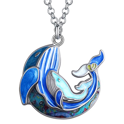 LONYOO Emaille Zinklegierung Niedlich Wal Halskette Anhänger Modeschmuck Kette Ocean Wal Muttertagsgeschenk für Frauen Mädchen Charms (Blau) von LONYOO