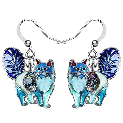 LONYOO Emaille Zinklegierung niedlichen Kätzchen Katze Ohrringe baumeln Schmuck Anime Katze Geschenke für Frauen Mädchen Katzenliebhaber (Blau 3697) von LONYOO