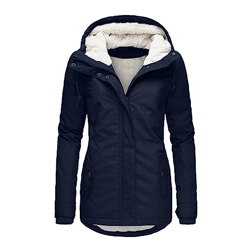 LOPILY Jacke Damen Gestreifte Wasserdichter Regenmantel Fieldjacke Damen Winddichte Winterjacke Damen Herbst Kapuze Outdoorjacke Wetterfest Windbreaker Übergangsjacke Winter von LOPILY