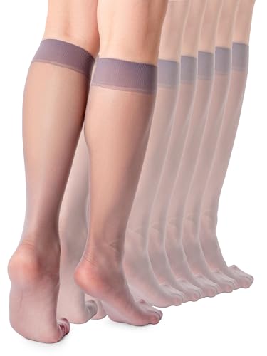 LORES Kniestrümpfe Damen – Dünn & Elegant 15 DEN – Atmungsaktive Nylonstrümpfe mit Komfortbund ohne Druckstellen – Ideal für Büro & Sommer – 6er Pack Silber LORES Kniestrümpfe Damen – Dünn & Elegant 15 DEN – Atmungsaktive Nylonstrümpfe mit Komfortbund ohne Druckstellen – Ideal für Büro & Sommer – 6er Pack Silber von LORES