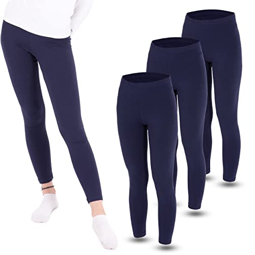 LOREZA® 3er Pack Mädchen Leggings Set lang Baumwolle (104-110 (4-5 Jahre), Dunkelblau) von LOREZA