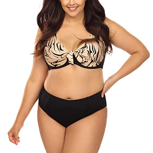 LORIN Dame Bikini Set Zweiteilig Bademode Gemustert Klassisch L3109/2, Schwarz,40/80C von LORIN