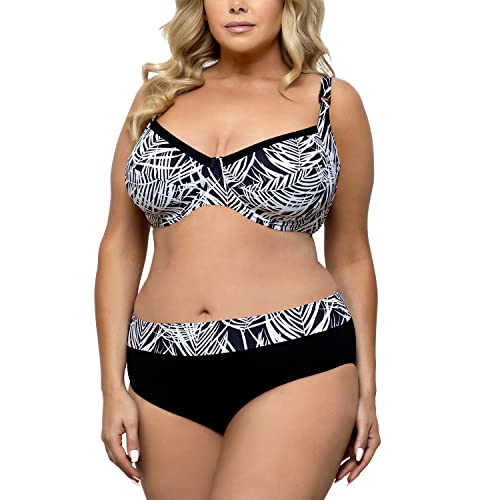 LORIN Dame Bikini Set Zweiteilig Gemustert Soft Cups Slip Bademode L3089/1, Schwarz,44/90C von LORIN