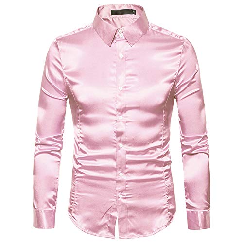 Disco Hemd Herren 70er,Metallic Glänzend Bronzing Goldenes Kleid Hemd Glitzer Anzug Discs Schlagermove Party Shirt Langarm Disco-Hemd Männer 80er Jahre Kleidung Nachtklub Mottoparty Karneval Kostüm von LOSSLO