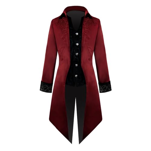 Gothic Jacke Herren ,Mittelalter Mantel Herren,Steampunk Jacke Herren Vintage Hoodie Kapuzenjacke Sweatjacke mit Kapuze Punk Mäntel Kapuzenpullover Viktorianischen Fasching Karneval Halloween Kostüm von LOSSLO