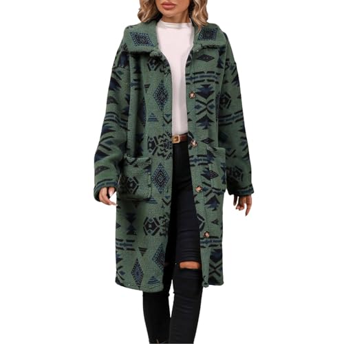 LOSSLO Fleecemantel Damen Lang -Wintermantel Dame ElegantTrenchcoat Winter Teddy-Fleece Mantel Warm Lange Fleecejacke Revers Parka Übergangsjacke Softshellmantel Vintage Plüschjacke Outdoorjacken von LOSSLO