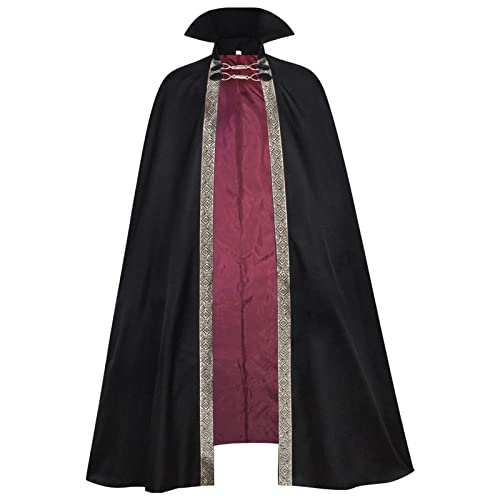 LOSSLO Umhang Mittelalter Herren,Umhang Ohne Kapuze,Renaissance Vampirumhang mit Kragen Vampir Cape Mantel Retro Vintage Cloak Trenchcoat Erwachsene Cosplay Uniform Fasching Halloween Karneval Kostüm LOSSLO Umhang Mittelalter Herren,Umhang Ohne Kapuze,Renaissance Vampirumhang mit Kragen Vampir Cape Mantel Retro Vintage Cloak Trenchcoat Erwachsene Cosplay Uniform Fasching Halloween Karneval Kostüm von LOSSLO