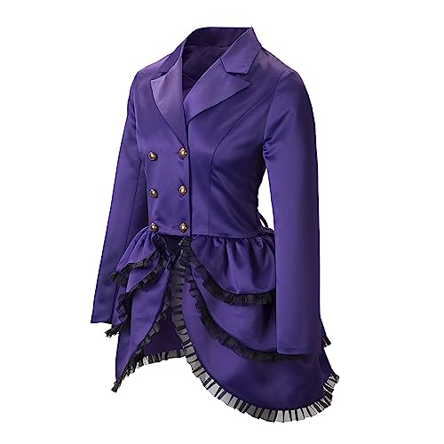 Steampunk Jacke Damen ,Gothic Mantel Damen,Mittelalter Kleidung Damen Retro Vintage Frack Jacke Lang Punk Mäntel Hi-Low Viktorianischer Trenchcoat Spitze Cosplay Fasching Karneval Halloween Kostüm von LOSSLO