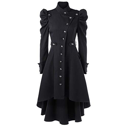 Steampunk Jacke Damen ,Gothic Mantel Damen,Mittelalter Kleidung Retro Vintage Frack Jacke Lang Punk Mäntel Hi-Low Viktorianischer Trenchcoat Spitze Fasching Karneval Halloween Kostüm Cosplay Uniform von LOSSLO