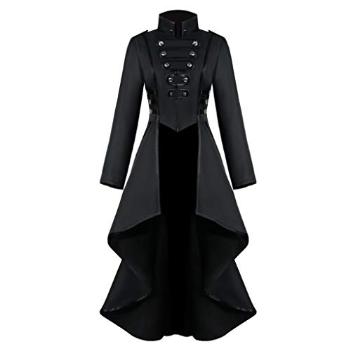 Steampunk Jacke Damen ,Gothic Mantel Damen,Mittelalter Kleidung Retro Vintage Gehrock Frack Jacke Lang Spitzen Punk Mäntel Hi-Low Viktorianischer Trenchcoat Cosplay Uniform Karneval Halloween Kostüm von LOSSLO