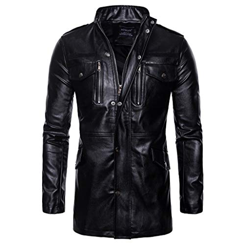 Steampunk Jacke Herren ,Punk Lederjacke Herren,Gothic Ledermantel Herren Vintage Biker Jacke Lange Jacket Übergangsjacke Motorrad Männer Mantel Trenchcoats Cosplay Fasching Karneval Halloween Kostüm von LOSSLO