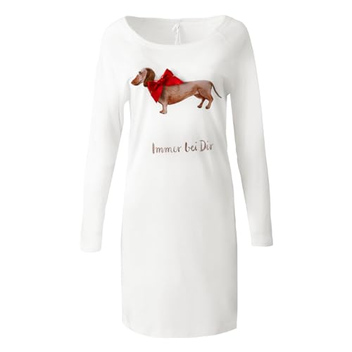 LOUIS & LOUISA Damen Schlafshirt Nachthemd 'Dackel', Farbe:Weiß, Artikel:-102 weiß, Größe:M von LOUIS & LOUISA