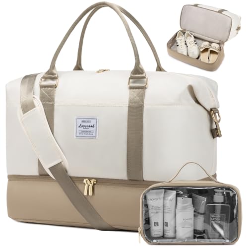 LOVEVOOK Reisetasche Damen Sporttasche mit Schuhfach Weekender Groß Handgepäck Tasche für Flugzeug Ryanair Easyjet Travel Bag Duffle Bag Kliniktasche Geburt Fitnesstasche Krankenhaustasche von LOVEVOOK