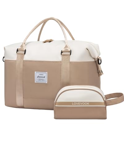 LOVEVOOK Reisetasche Damen, Handgepäck Tasche 45x36x20 Für Flugzeug, Sporttasche Weekender Bag Kliniktasche Geburt, Travel Bag Duffle Bag mit Kulturtasche für Frauen Reise Gym Ryanair Easyjet von LOVEVOOK