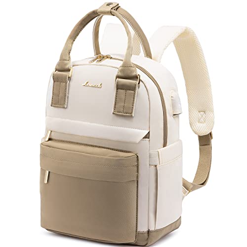 LOVEVOOK Rucksack Damen Klein, Wasserdicht Cityrucksack Handtasche 2 in 1 mit USB Ladeanschluss, Mini Tasche Daypack Backpack Women Elegant für Freizeit Schule Reisen Arbeit, Khaki Beige von LOVEVOOK