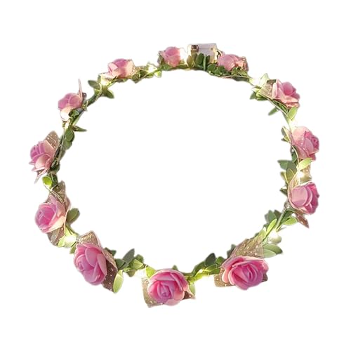 LOVIVER Blumenstirnband, Blumenkranz-Stirnband, Mädchen, Blumenkrone, Kopfbedeckung, Blumenkrone für Nachtmarkt, Hochzeit, Fotografie-Requisiten, ROSA von LOVIVER