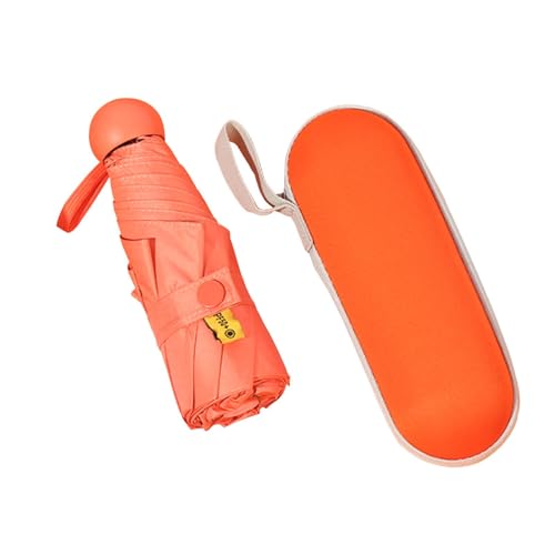 LOVIVER Taschenschirm, wetterfest, für Herren und Damen, tragbarer Sonnenschutz, Sonnenschirm, Orange von LOVIVER