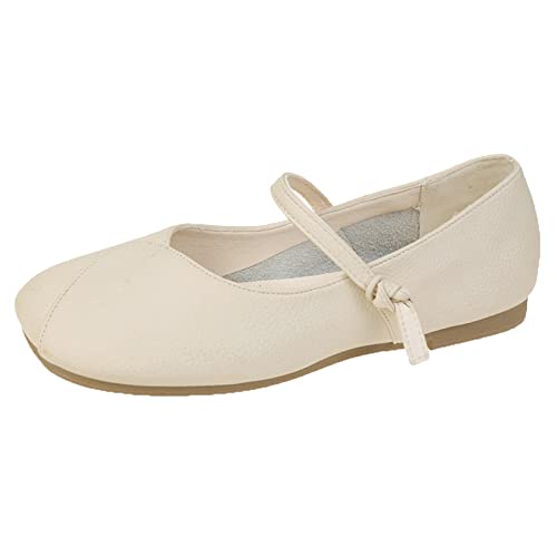 LOYYVE Schuhe Damen Flache Schuhe für Damen mit eckiger Zehenpartie aus einfarbigem weich bequem flach Damen Freizeitschuhe Neopren Schuhe Damen Damenschuhe (Beige, 40), WYDE2023kDNAW3kk von LOYYVE