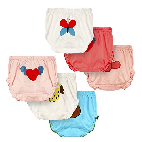 LPATTERN Baby/Kleinkind Jungen & Mädchen 6er Pack Baumwolle Unterhose Unterwäsche Höschen Schlüpfer Slips, A/Schmetterling+ Eule, 80| 80CM 10-12KG von LPATTERN