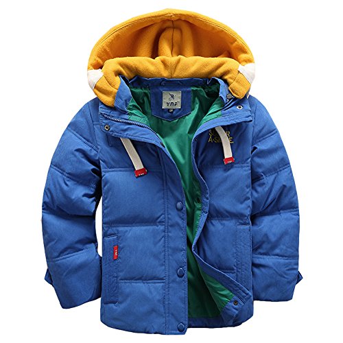 LPATTERN Kinder Jungen Daunenmantel Verdickte Wintermantel Steppjacke Warme Winterjacke Daunenjacke Übergangsjacke mit Kapuze Oberbekleidung, Königsblau, 92-98 von LPATTERN