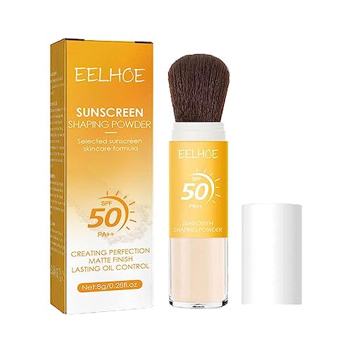 Mineral Sunscreen Setting Powder,Translucent Mineral Brush Powder, LSF 50 Translucent Mineral Brush Powder, Makeup Control Oil Long Lasting Sunscreen Setting Powder for All Skin von LQQDREX